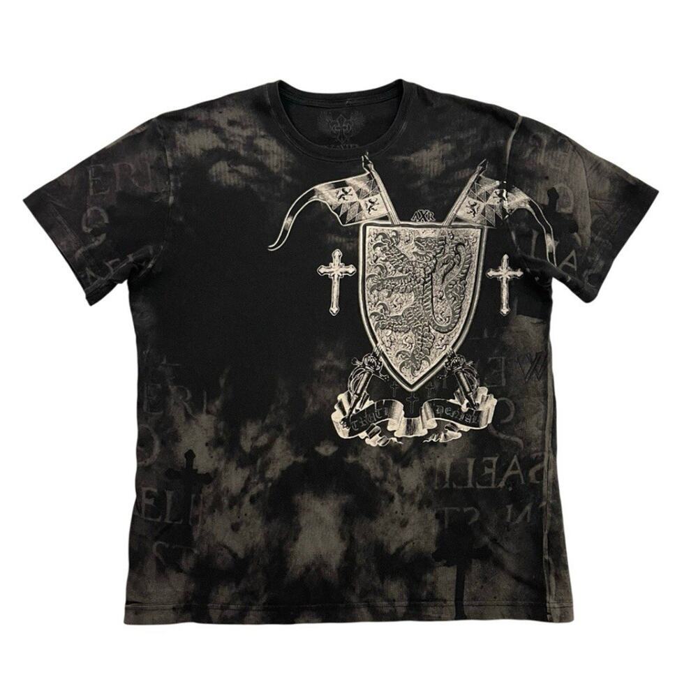 Xzavier Shirt Mens Large Black Cross Crest Shield Lion Swords AXR Jessie Pinkman